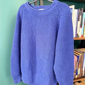 Women's Blue 100% Natural Fiber Knit Sweater
